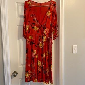 Old Navy floral knee length faux wrap dress size 1x
